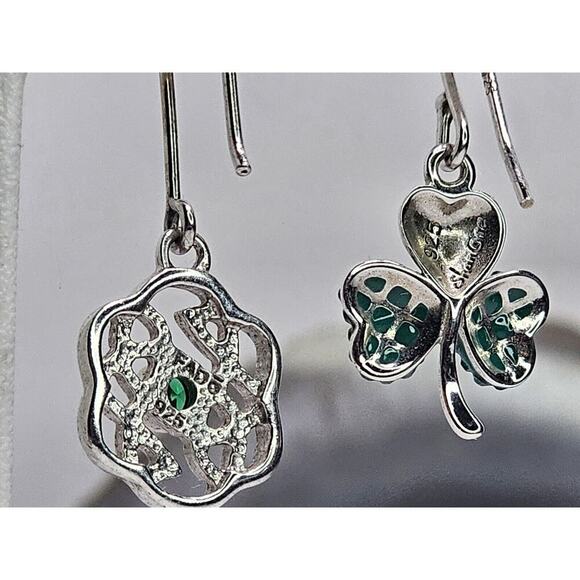 925 Sterling Silver Dangle Earring Lot (2) Celtic & Clover Designs - Picture 7 of 8